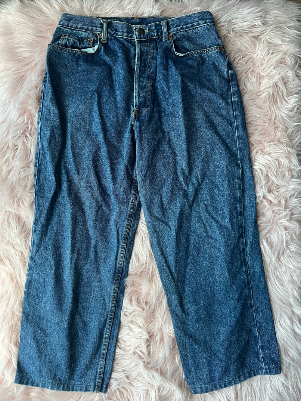 Vintage Made in USA Levi's Relaxed Straight Dark Blue Denim Jeans 34